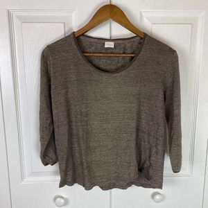 Poetry L 10 100% Linen Blouse Top Brown short sleeve Lagenlook Beach Crop boho